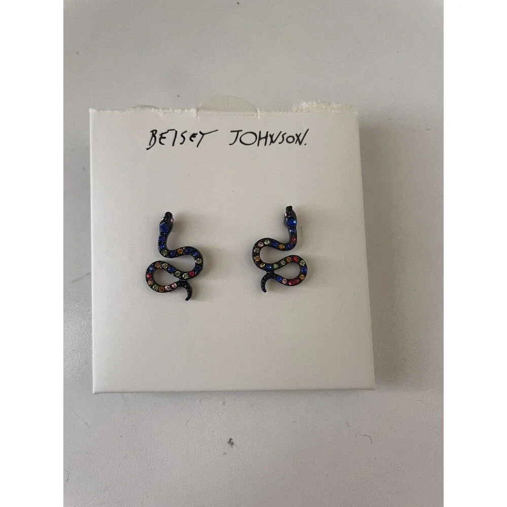 Betsey Johnson Betseyvilla multi color snake drop earrings 3/4